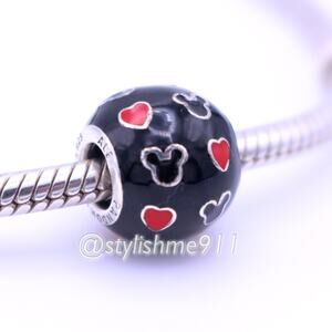 Authentic PANDORA Disney Mickey and Hearts Enamel Charm - 791477ENMX
